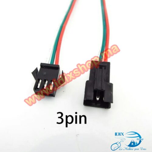 Câble avec Connecteur JST Male/Femelle 3 fil 20cm