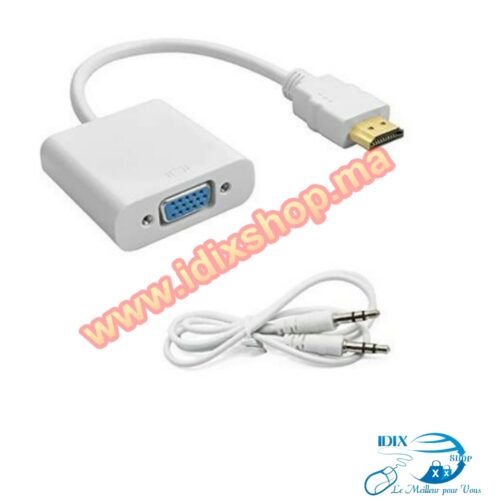 HDMI vers VGA – Adaptateur de convertisseur de câble vidéo Audio TV AV HDTV